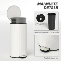 HOMCOM Coș de gunoi 30 L cu capac soft-close, metal și PP, crem(m-7)