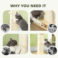 PawHut 3-in-1 Cat Scratching Post, 67cm Cat Scratcher w/ Track Ball Toy, Oak Tone(m-6)