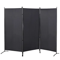 HOMCOM Paravent 3 panneaux dim. 2,53L x 0,5l x 1,82H m Store latéral Brise-Vue paravent sur Pied séparateur métal Polyester(m-1)