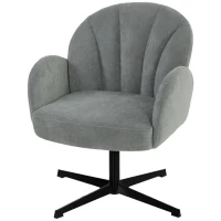 HOMCOM Swivel Accent Chair, Shell-Shaped Armchair with Spring Cushion, Metal Base, Grey(m-11)