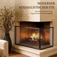 HOMCOM Haardscherm, opvouwbaar metalen vonkenscherm voor woonkamer en slaapkamer, 141 x 50 cm, zwart(m-7)