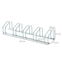HOMCOM Bike Stand Parking Rack Floor or Wall Mount Bicycle Cycle Storage Locking Stand (5 Racks, Silver)(m-15)