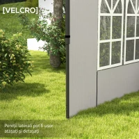Outsunny Set 2 Pereți Laterali pentru Foișor 3x3 m și 3x6 m cu Ferestre, din PE și Plastic, 293x193 cm, Alb(m-5)