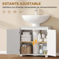 HOMCOM Mueble Bajo Lavabo de Baño Moderno Independiente con Recorte en U Estante Ajustable Blanco(m-6)