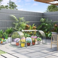 Outsunny Tunnel Greenhouse Green Grow House for Garden Outdoor, Steel Frame, PVC Cover, Transparent, 200 x 100 x 80cm(m-2)
