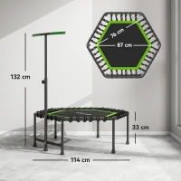 SPORTNOW Trampolín de Fitness 114x114x132 cm con Mango Ajustable de 3 Niveles y Marco de Acero Verde y Negro(m-3)