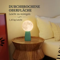 HOMCOM Lampă de Masă în Formă de Lună cu 3 Culori și 10 Niveluri de Luminozitate, din ABS, Ø15x28 cm, Alb și Verde Închis(m-7)