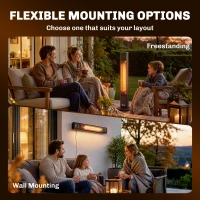 Outsunny 2000 W Electric Infrared Patio Heater with Cover, Free Standing/Wall Mounted IP65 Outdoor Garden Heater, Black(m-7)