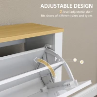 HOMCOM Slim Shoe Cabinet, Narrow Shoe Cupboard with 4 Flip Drawers, Adjustable Shelves for 16 Pairs of Shoes, White(m-5)