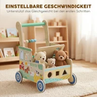 AIYAPLAY Baby Lauflernwagen Lauflernhilfe mit Rädern Bauklötze Stauraum Montessori Aktivitätszentrum für 1-3 Jahre Grün(m-6)