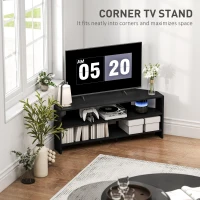 HOMCOM Corner TV Stand with 2 Open Shelves for 47 Inch TV - Black(m-4)