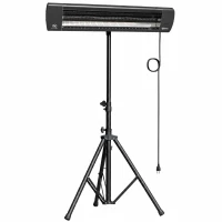 Outsunny 2500 W Electric Infrared Patio Heater, IP65 Outdoor Garden Heater with Tripod, 3 Heat Settings, 24H Timer, Black(m-1)