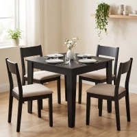 HOMCOM Dining Table for 4, 80L x 80W x 75Hcm, Modern Square Kitchen Table with Wood Effect Tabletop, Black Wood Effect(m-8)