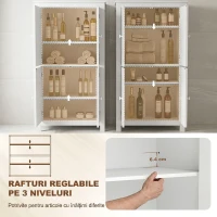 HOMCOM Dulap de Depozitare pentru Baie cu 4 Uși, Rafturi Reglabile, 60x30x110 cm, Alb(m-5)