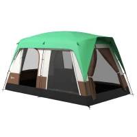 Outsunny Six-Man Camping Tent, with Small Rainfly and Accessories - Green(m-1)