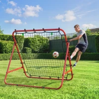 HOMCOM Adjustable Rebounder Net Kickback Target Goal for Teens Adults Training, Red(m-13)