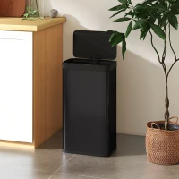 HOMCOM Cubo de Basura Cocina Automático 45 L con Sensor Infrarrojo Cierre Suave y Cubo Interior Extraíble Antihuellas Negro(m-9)
