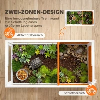 PawHut Houten schildpaddenhuis met hoofdruimte, zichtvenster, deksel, 104 x 53 x 82 cm, wit/oranje(m-4)