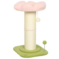 PawHut Cat Tree, Flower Cat Scratching Post with Thick Sisal Post, Dangling & Spring Balls, Bed, Kitty Activity Centre(m-1)