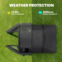Outsunny 3-4 Man Tunnel Tent, Two Room Camping Tent with Windows and Covers, Portable Carry Bag, for Fishing, Hiking, Sports, Festival - Black(m-4)