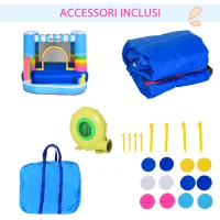 Outsunny Castello Gonfiabile per Bambini con Trampolino e Piscina, Pompa Elettrica Inclusa 280x170x155cm, Multicolore(m-7)