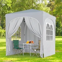 Outsunny Pavilion pliabil 2x2 m, reglabil, cu 4 pereți laterali, din metal și țesătură Oxford gri deschis(m-10)