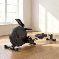SPORTNOW Rameur Musculation d'Appartement Pliable 16 Niveaux, App, Écran LCD, Support de Tablette, 180x50x75cm, Noir(m-2)