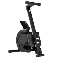 SPORTNOW Rameur Musculation d'Appartement Pliable 16 Niveaux, App, Écran LCD, Support de Tablette, 180x50x75cm, Noir(m-15)