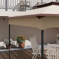 Outsunny Pop up Gazebo Cover, 2-Tier Gazebo Roof Replacement for 3.25m x 3.25m Frame, 30+ UV Protection, Beige(m-9)