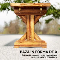 Outsunny Bancă de Grădină pentru 2 Persoane din Lemn de Molid Fără Spătar în Stil Rustic, 114Lx40Px46Î cm(m-7)