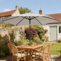 Outsunny Ombrellone da Giardino Inclinabile 2x2 m a 6 Stecche con Manovella, in Metallo e Poliestere Grigio Chiaro(m-2)