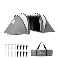 Outsunny Tente de camping familiale 4-5 personnes avec 2 chambres 3 fenêtre, sac de transport, étanche, dim. 450L x 220l x 180Hcm(m-11)