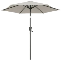 Outsunny Ombrellone da Giardino Inclinabile 2x2 m a 6 Stecche con Manovella, in Metallo e Poliestere Grigio Chiaro(m-11)