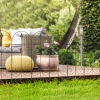 Outsunny Decorative Garden Fencing, 16PCs 44in x 25ft Outdoor Picket Fence Panels, Rustproof Metal Wire Landscape Flower Bed Border Edging, Black(m-10)