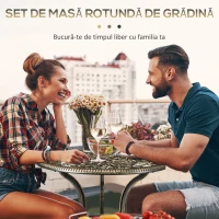 Outsunny Set de Exterior 3 Piese din Aluminiu cu 2 Scaune de Grădină și Masă Rotundă cu Orificiu pentru Umbrelă, Bronz(m-6)