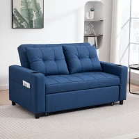 HOMCOM Two-Seater Pull-Out Sofa Bed - Dark Blue(m-10)
