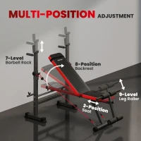 SPORTNOW Adjustable Weight Bench with Squat Rack and Dip Stand(m-7)