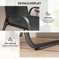 Outsunny 3 Pieces Outdoor Bistro Set - Patio Stackable Armchairs with Breathable Mesh Fabric and SPC Board Coffee Table, Black(m-6)