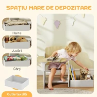 AIYAPLAY Set Masă și Scaune pentru Copii cu Spațiu de Depozitare pentru 3-5 Ani, Alb(m-5)