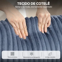 HOMCOM Poltrona Relax Reclinável Manual Estofada em Veludo com Apoio para Pés 73x86x100 cm Azul Escuro(m-7)