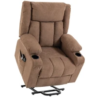 HOMCOM Dual Motor Recliner Chair, 55° Electric Lift Chair for Elderly, Recliner Armchair with Massage and Heat, Brown(m-1)