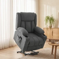 HOMCOM Dual Motor Recliner Chair, 55° Electric Lift Chair for Elderly, Recliner Armchair with Massage and Heat, Dark Grey(m-9)
