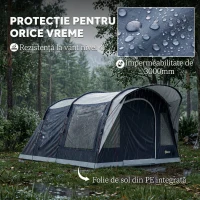 Outsunny Cort Tunel de Camping Impermeabil pentru 4 Persoane, Albastru Marin(m-5)