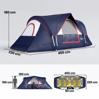 Outsunny 5 Man Camping Tent, Large Tunnel Tent, Water Resistant Hiking Shelter with Groundsheet and Carry Bag, Navy Blue(m-3)