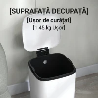 HOMCOM Coș de gunoi de 12L cu pedală și închidere silențioasă, din metal și PP, 24.5x32x34.5 cm, alb(m-9)