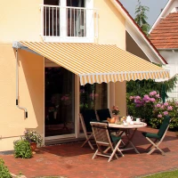 Outsunny Store banne manuel rétractable 295 x 245 cm store exterieur terrasse avec manivelle, angle réglable 45°-85°(m-10)