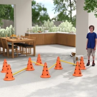 PawHut Conjunto de Agilidade para Cães Barreiras de Obstáculos para Treino de Coordenação 8 Cones 8 Barras Bolsa de Transporte Laranja(m-9)