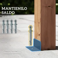 Outsunny Pergola da Giardino 3x3 m in Legno di Abete con Supporti Triangolari e 5 Travi, Colore Legno(m-5)