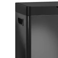 HOMCOM Lixeira Retangular com Pedal Lixeira Cozinha 56 L 3 Compartimentos Fechamento Suave Aço Inox 45,7x35,8x76 cm Preto(m-6)