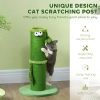 PawHut 63cm Cat Scratching Post for Indoor Cats, with Sisal Rope Cover, Large Base, Green(m-4)